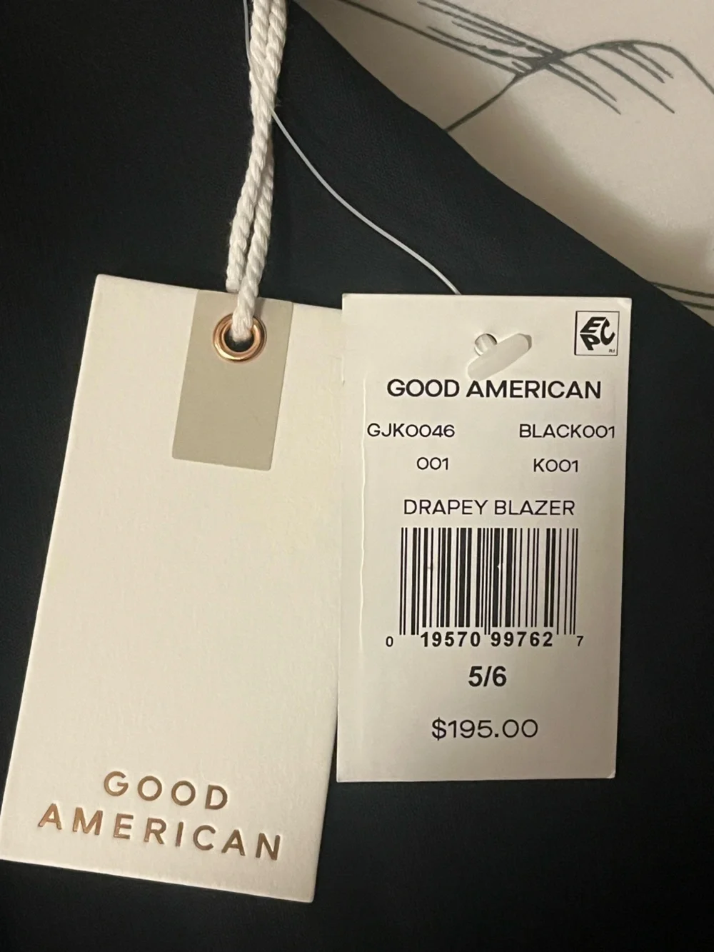 NWT Good American Black Tuxedo Style Blazer Jacket, XXL (Good American size 5/6)